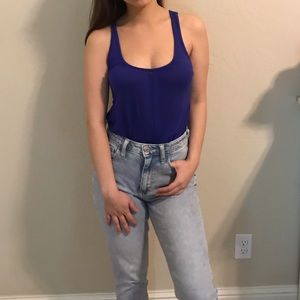 Royal blue tank with lace straps
